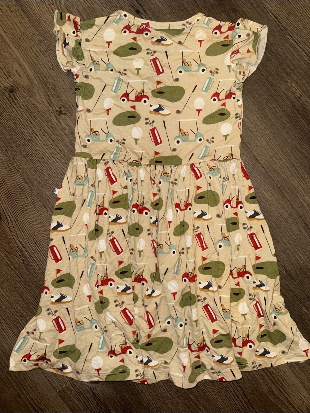 🆕 Adorable Emerson & Friends Golf Print Bamboo Twirl Dress w Ruffle Sleeves. NWT - Picture 3 of 4